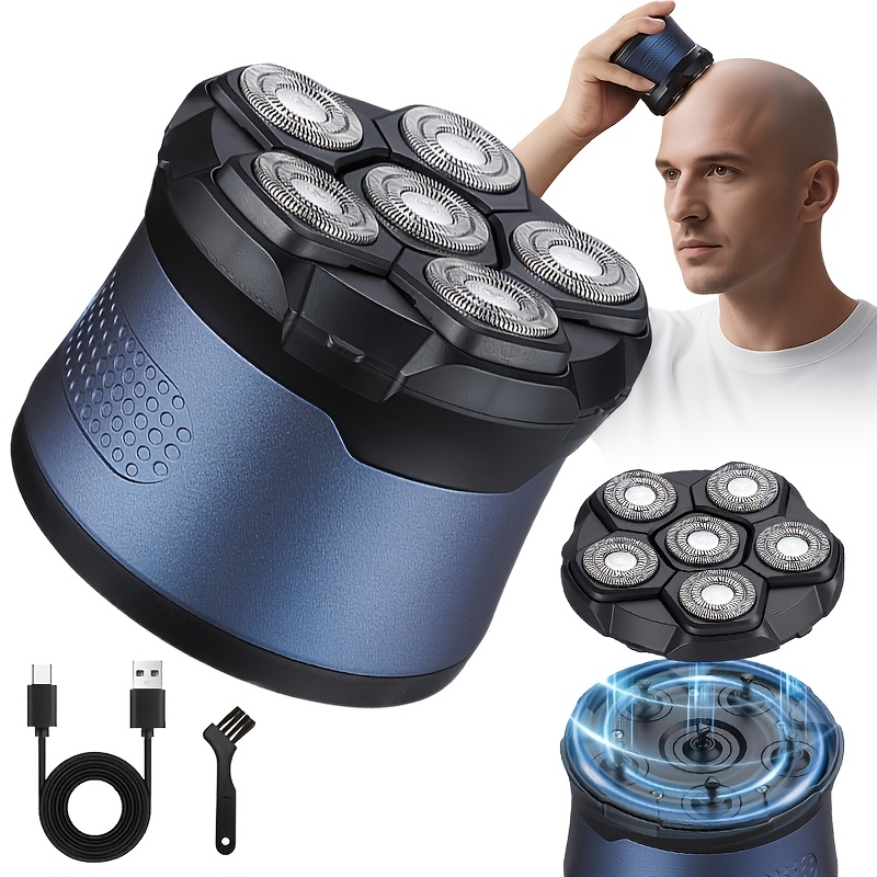 TEMU Men's Electric Rotary Shaver With Floating Head & Bald Head Suitable For Home Use, Usb Rechargeable With High-capacity Battery, Two-speed