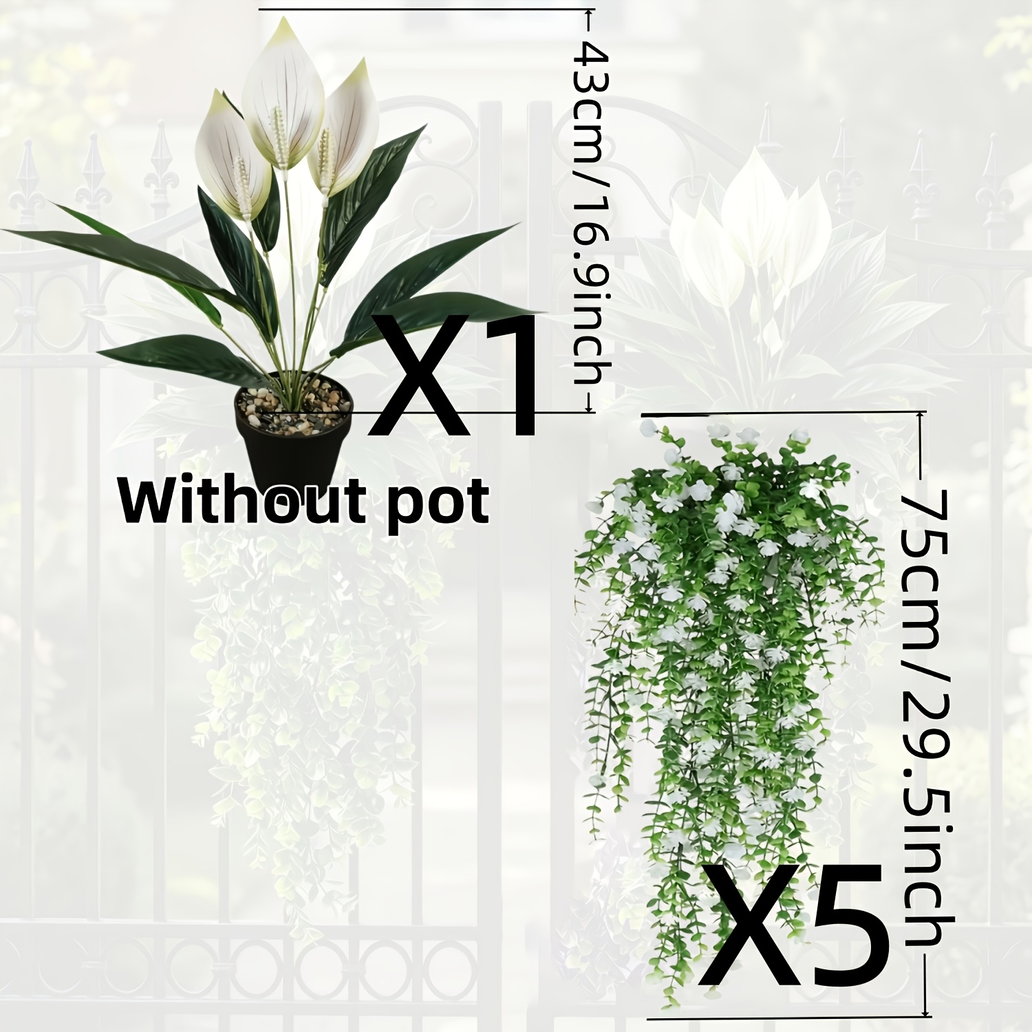 TEMU 6pcs Artificial Realistic Hanging Plants, Suitable For Home And Outdoor Decoration, Container Not Included, Ideal For Valentine's Day, Mother's