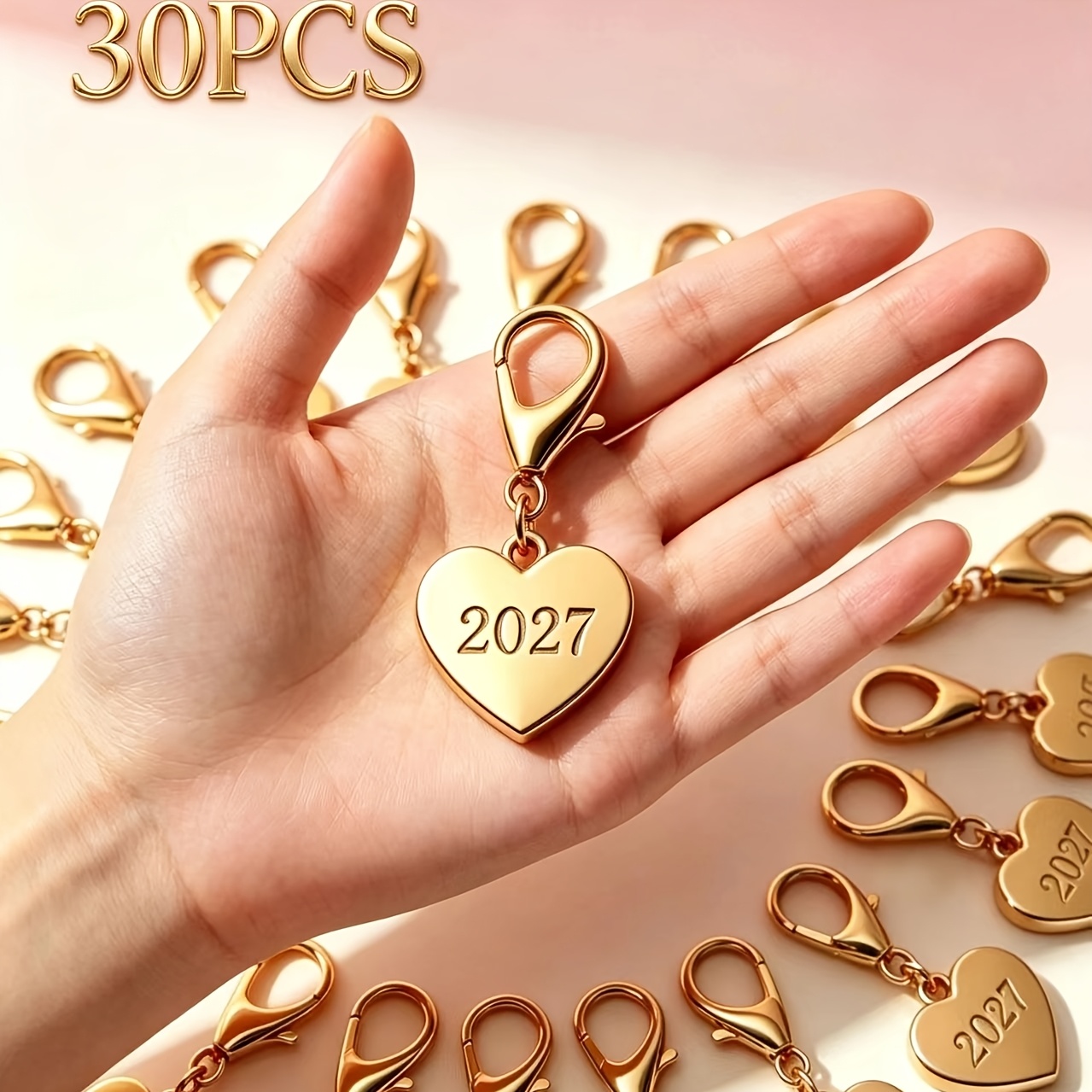 TEMU 30 pz Portachiavi con Moschettone a Forma di Cuore 2027, Bomboniere per Feste di Natale, Regali di Compleanno, Accessori Decorativi Fai da Te