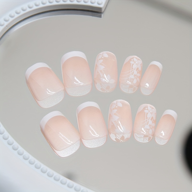 24pcs simple short pure desire cute   on nail stickers for s   a nail file and jelly   Product details 2