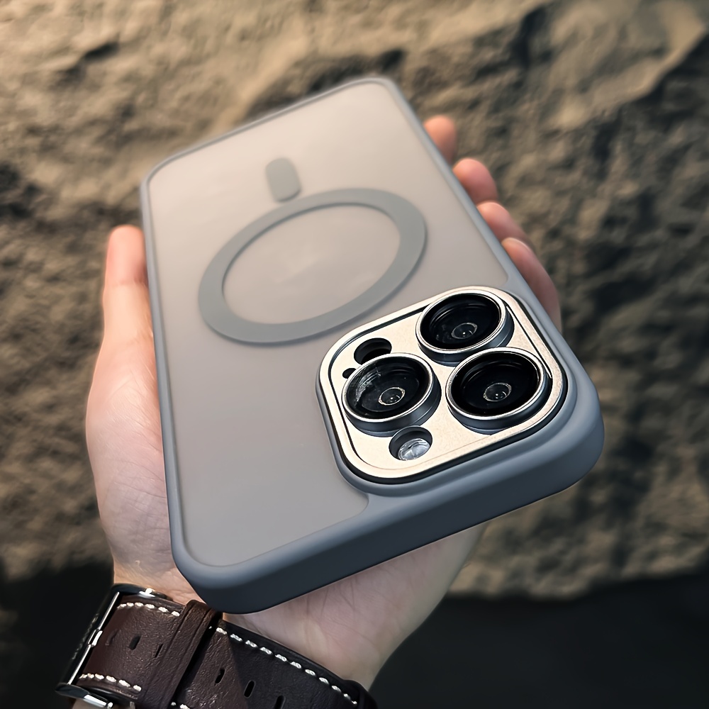 luxury matte transparent magnetic wireless charging case for iphone 15 14 13 12 11 pro max plus with lens protector soft bumper shockproof   hard acrylic back cover details 8