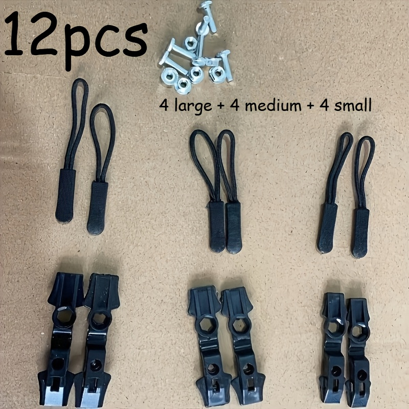 TEMU 12 Universal Zipper Repair Kits, With 3 Different Sizes Of Black Zippers, Suitable For Repairing Backpacks, Jackets, Coats, Tents, And Suitcases