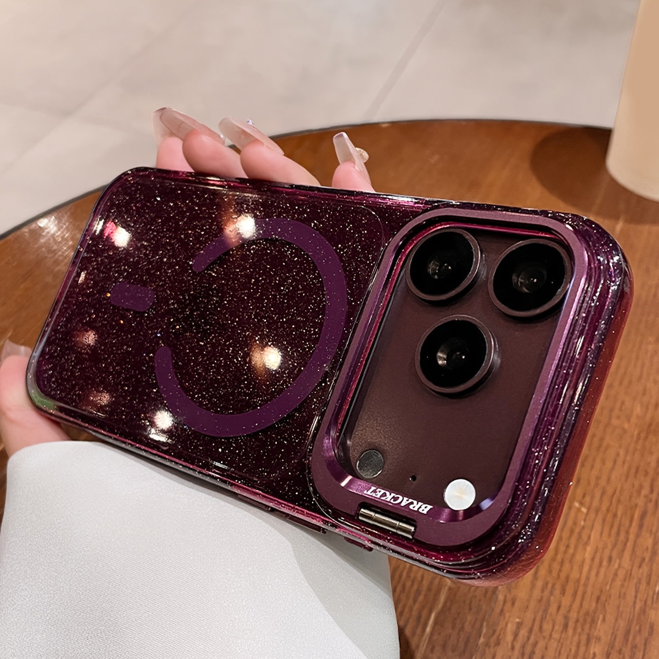 TEMU Phone Case - Stylish Fine Glitter Clear Acrylic Magnetic Phone Case Compatible With 18 Pro Max 18 Pro 17 Pro Max 17 Pro 17 16 Pro 15 Pro Max 15