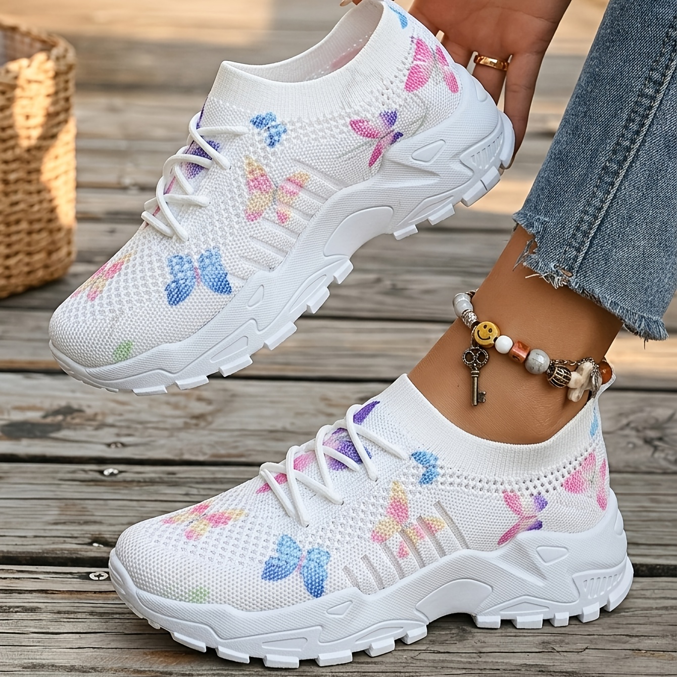 TEMU Women's Lightweight Walking Shoes, Breathable Knit Sneakers, Soft Cushioned Insole Slip Resistant Sneakers, Comfortable Fashion Running Sneakers