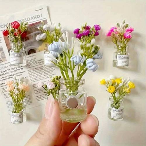 8pcs mini glow in the dark floral vase magnets 3 decorative refrigerator magnets with cute kitchen holiday gifts refrigerator magnets kitchen decor design durable magnets