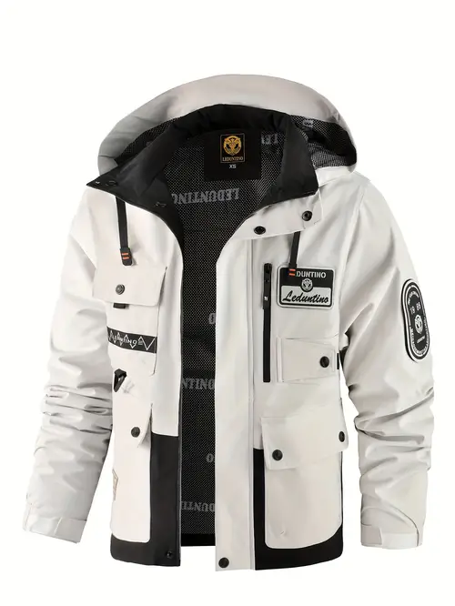 mens fashion thin spring autumn jacket mens multi letter embroidery pattern 3d outdoor sports jacket coat mens detachable hood windproof sports jacket men