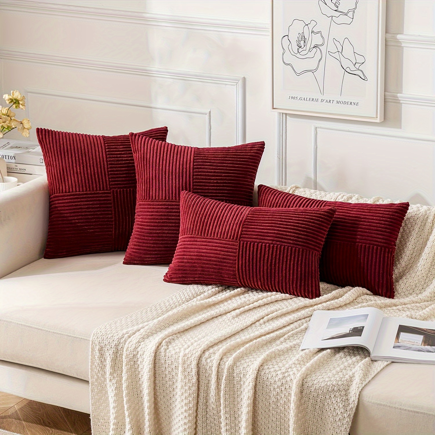Rot-weiß Gestreifte Kissenbezüge – Set Mit 2 Dekorativen Bezügen, 45,7 X 45,7 Cm, Polyester