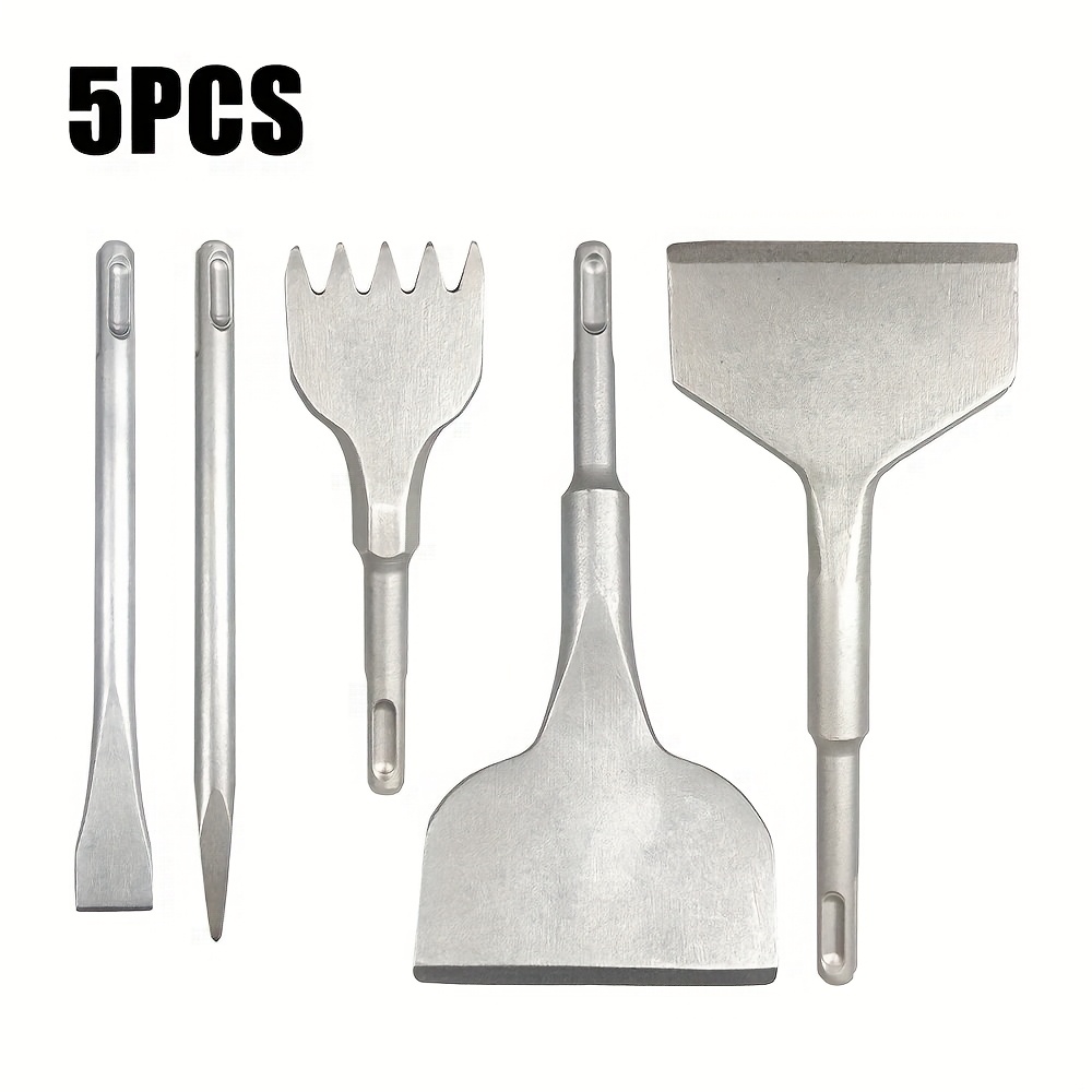 5pcs Sds Plus Round Shank Tile Chisel Electric Hammer Chisel Wall Concrete Drill Grooving Tool Drill Bit