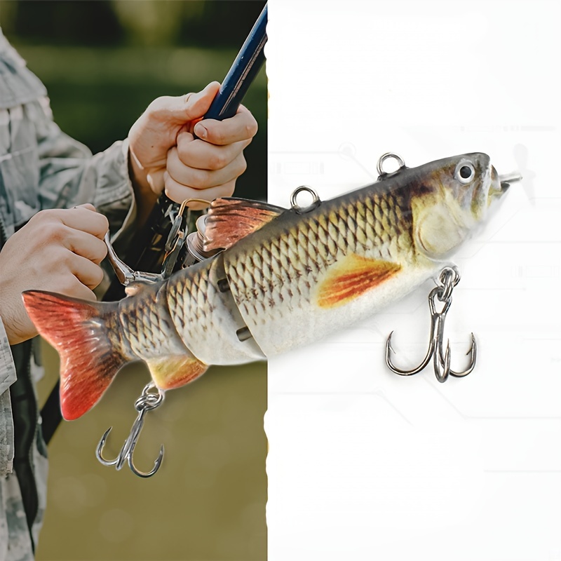 swimbait elétrico recarregável por usb - multi-articulado,   de pesca autonavio com iluminação led, à   dágua, 10cm/3.94in, ideal para presentes de       pais detalhes 5