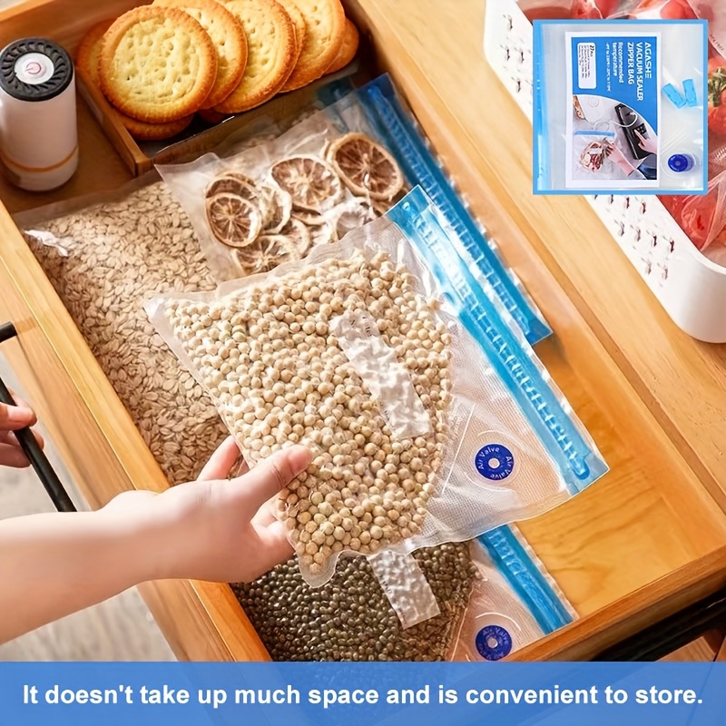set of vacuum sealed storage bags 25 bags plus 2 handheld sealing clips 27pcs in total   in 3 sizes   for preserving food   freshness of fruits vegetables and meats for extended periods airtight leakproof