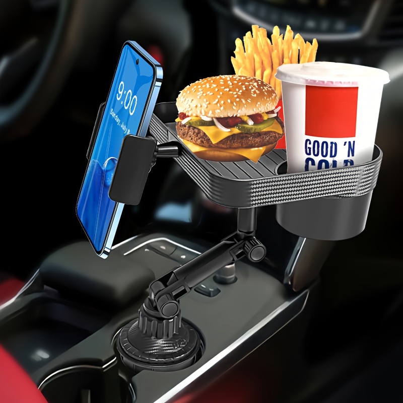 

Car Cup Holder Tray And Phone Mount Expander, 3-in-1 Adjustable Car Cup Holder Tray Table, Cell Phone Mount With Cup Holder Tray For Truck