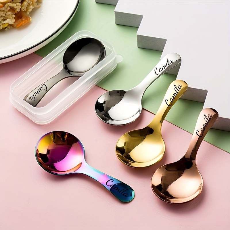 personalized stainless steel mini fork and portable cutlery set dining utensils with name Product details 2