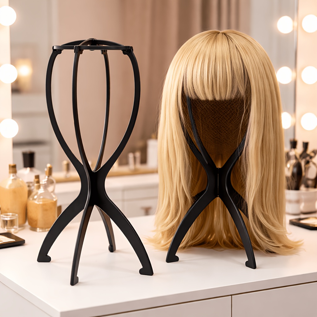 Image of Wig Stand, Wig Head, Portable Wig Holder Wig Head Stand For All Wigs Travel Hair Stylist Gifts For Women