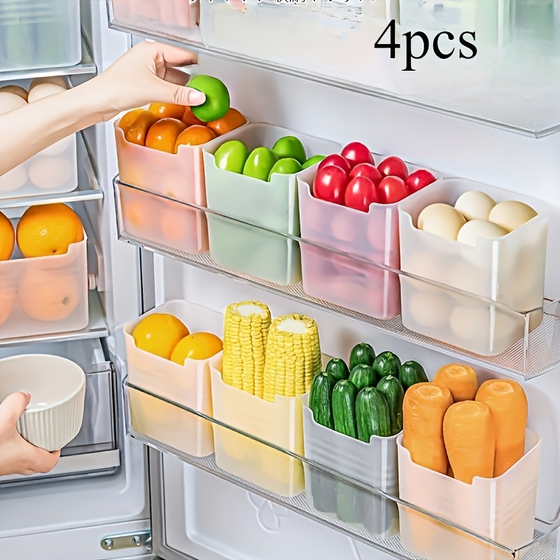 4pcs/8pcs Refrigerator Side Door Storage Box, Sorting And Finishing Inside Fresh Food Grade Side Storage Door Box