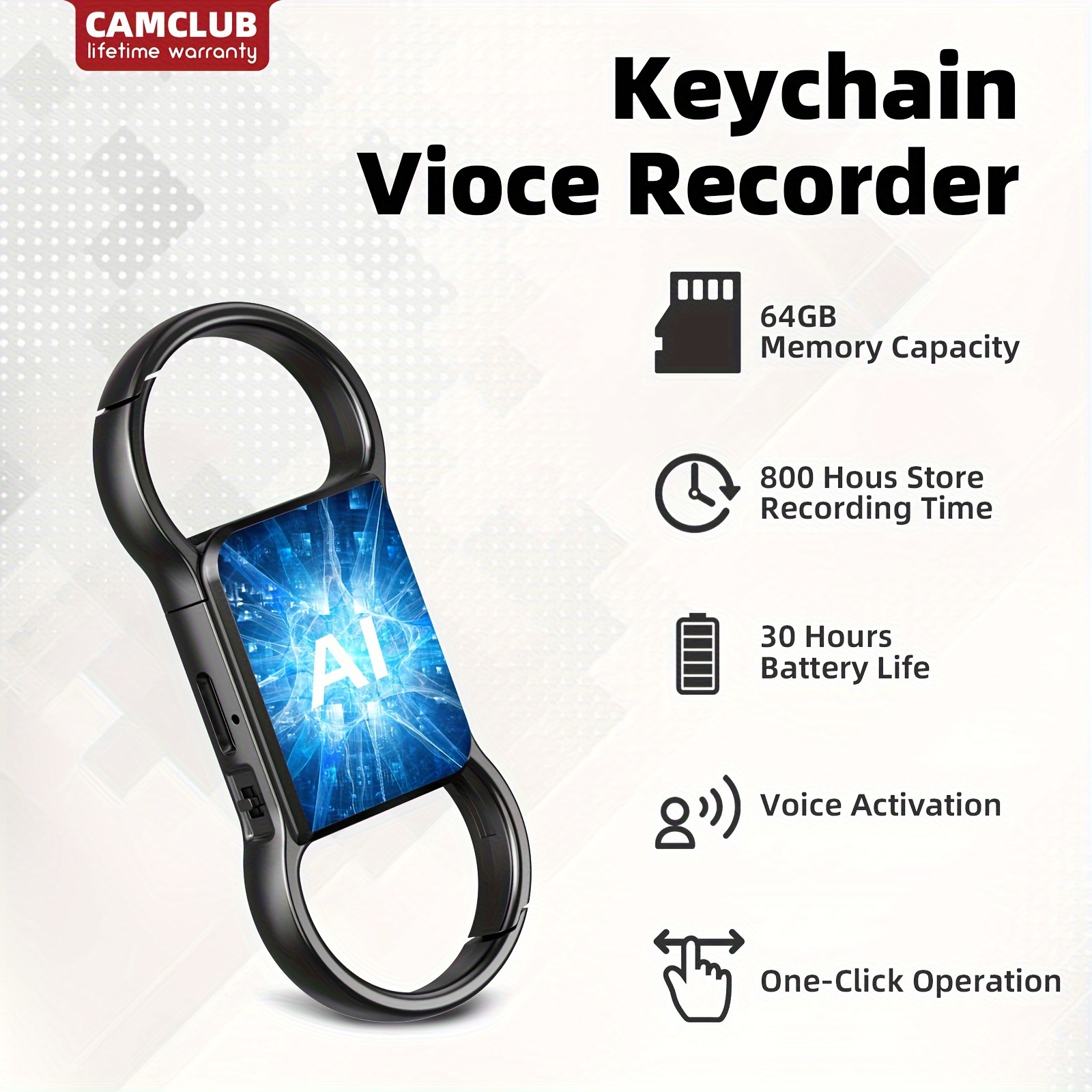 64gb voice recorder 800 hours storage and 30 hours battery time voice recorder with ai intelligent triple noise reduction micro recording   mp3 player capture clear audio for lectures meetings interviews