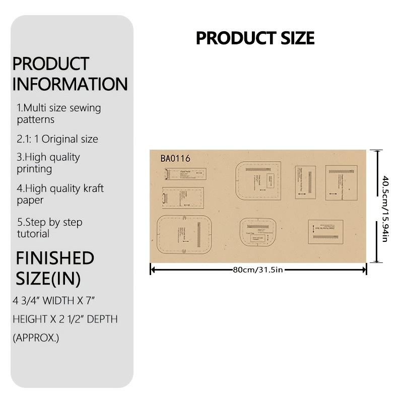 TEMU Sewing Patterns For A Mini Crossbody Bag, Featuring 1:1 Scale Designs, Chic , And Templates For Crafting Handmade Bags – A Perfect Gift For New