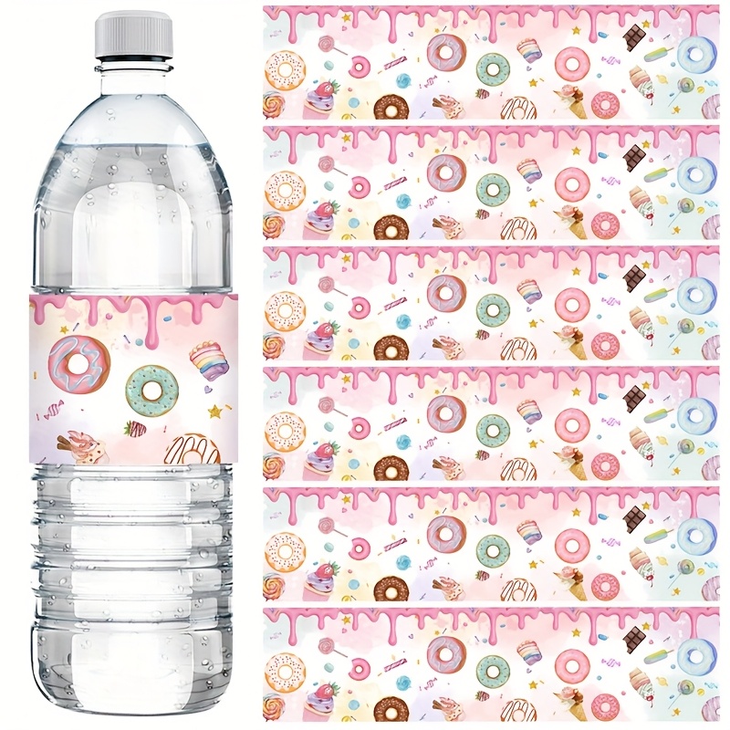 TEMU 10pcs Water Bottle Stickers, Self-adhesive Labels, Suitable For Glass Cups & Bottles, Shower Party Favor Decor,, Happy Birthday Decorations