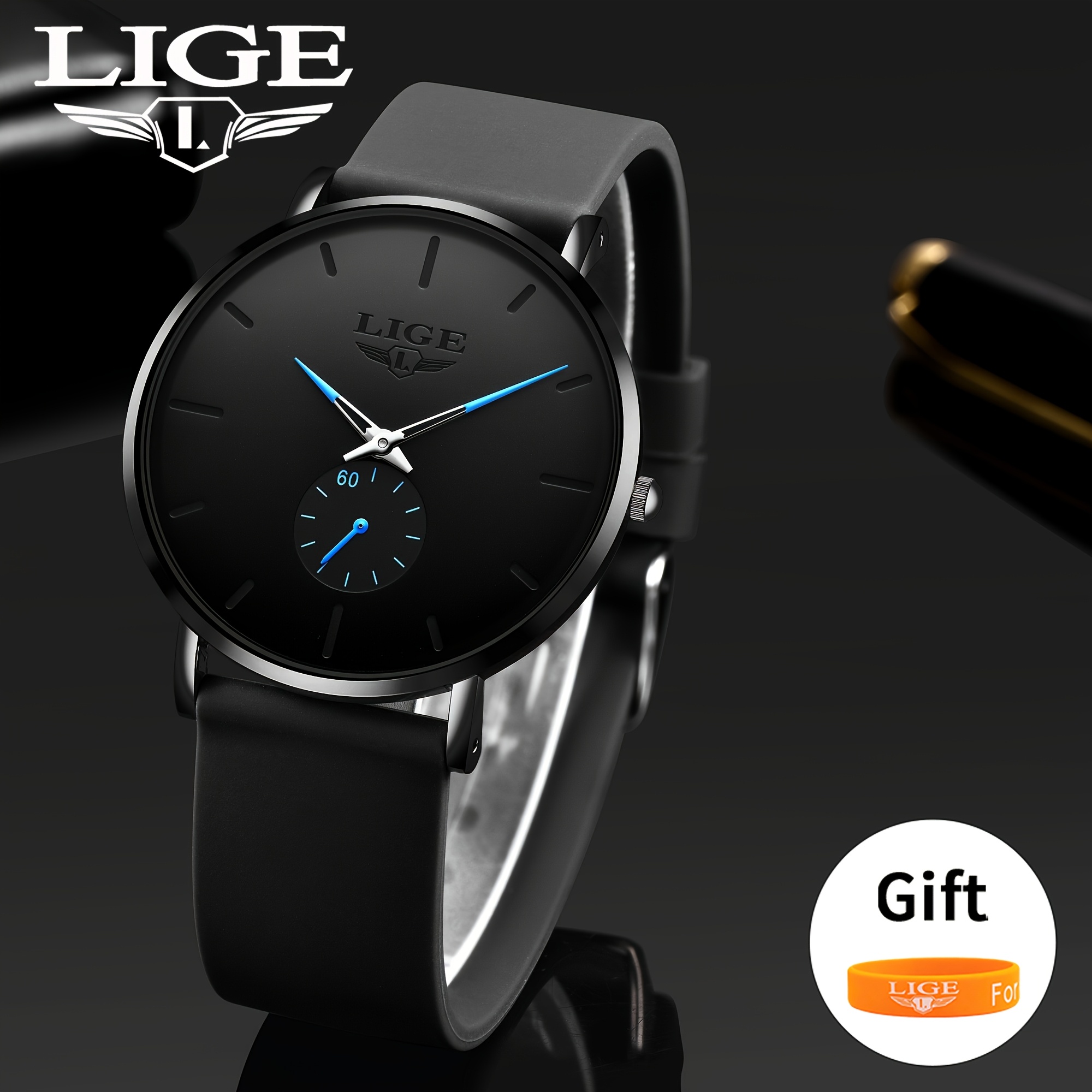 Lige '-thin Quartz Watch, With Bracelet, Fashionable And Simple Classic Three-needle Dial, Suitable For Casual Sports Business Occasions, Ideal Gift For Men And Women.