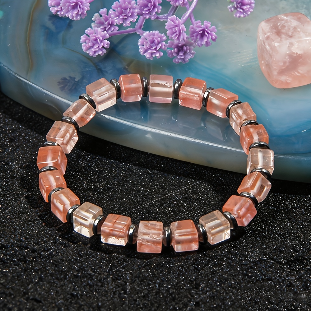 Women's Fashionable Minimalist Red Natural Stone Beaded Bracelet