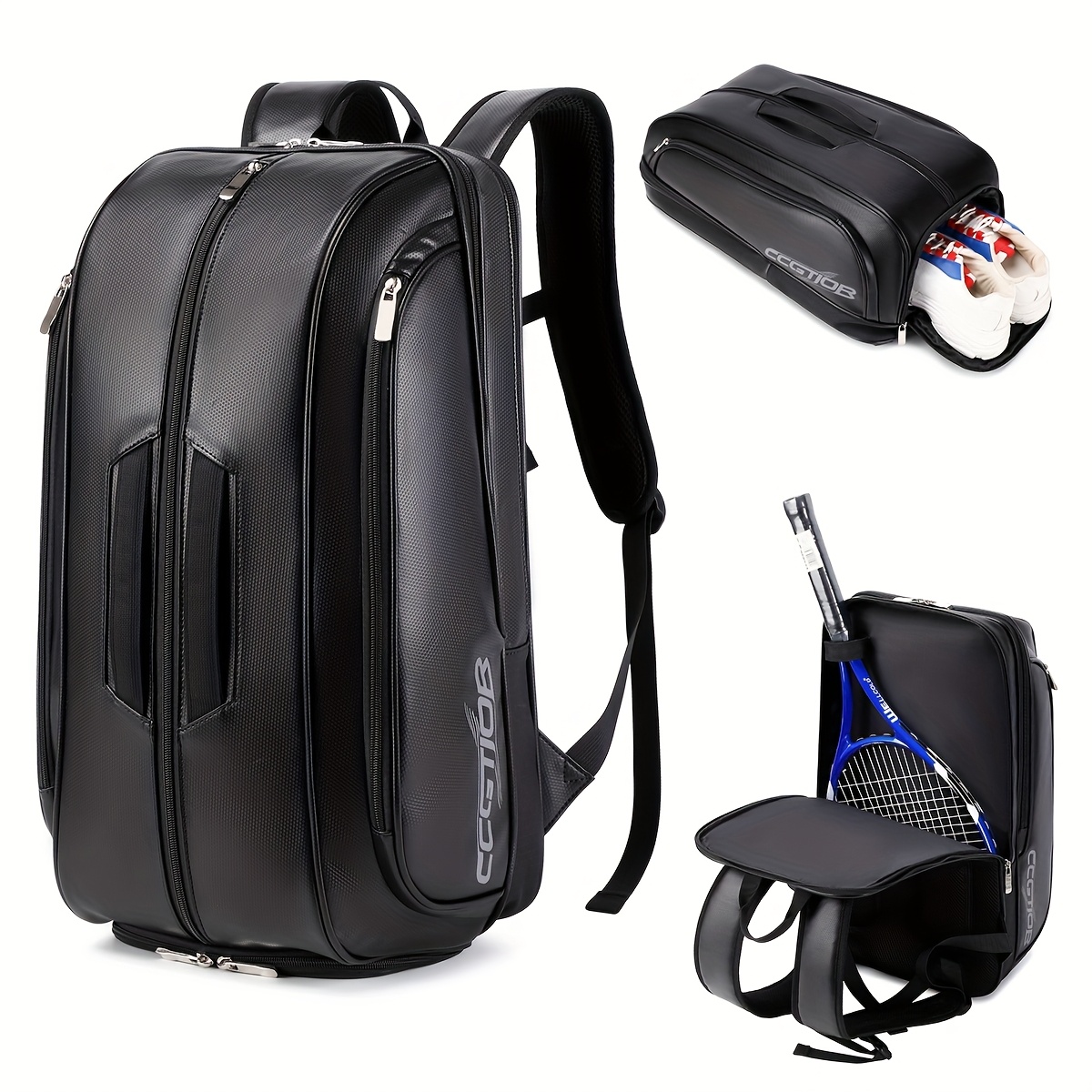 Mochila para tenis y paddle con compartimento para zapatos para  portátil y gancho para valla Bolsa de raqueta de piel sintética