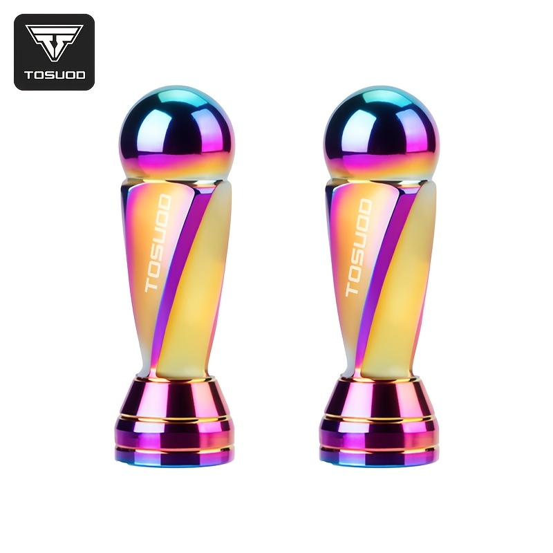 TEMU Tosuod 1 Pair Set, Colorful Automotive And Motorcycle Decorative Valve Stem Caps, Iridescent Aluminum Alloy Valve Caps In Soccer Trophy Shape