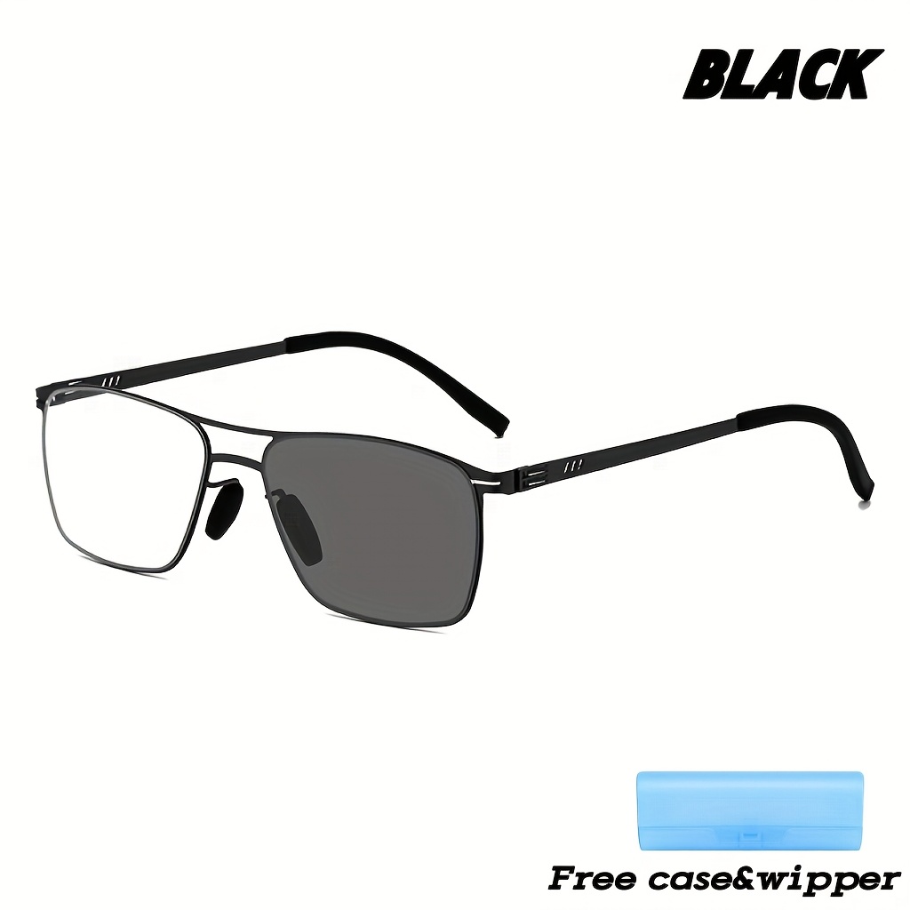 TEMU Purong Photochromic Glasses With Protection & -radiation Technology, Auto-tinting Lenses, , Interchangeable Resin Lenses, Square Frame For ,