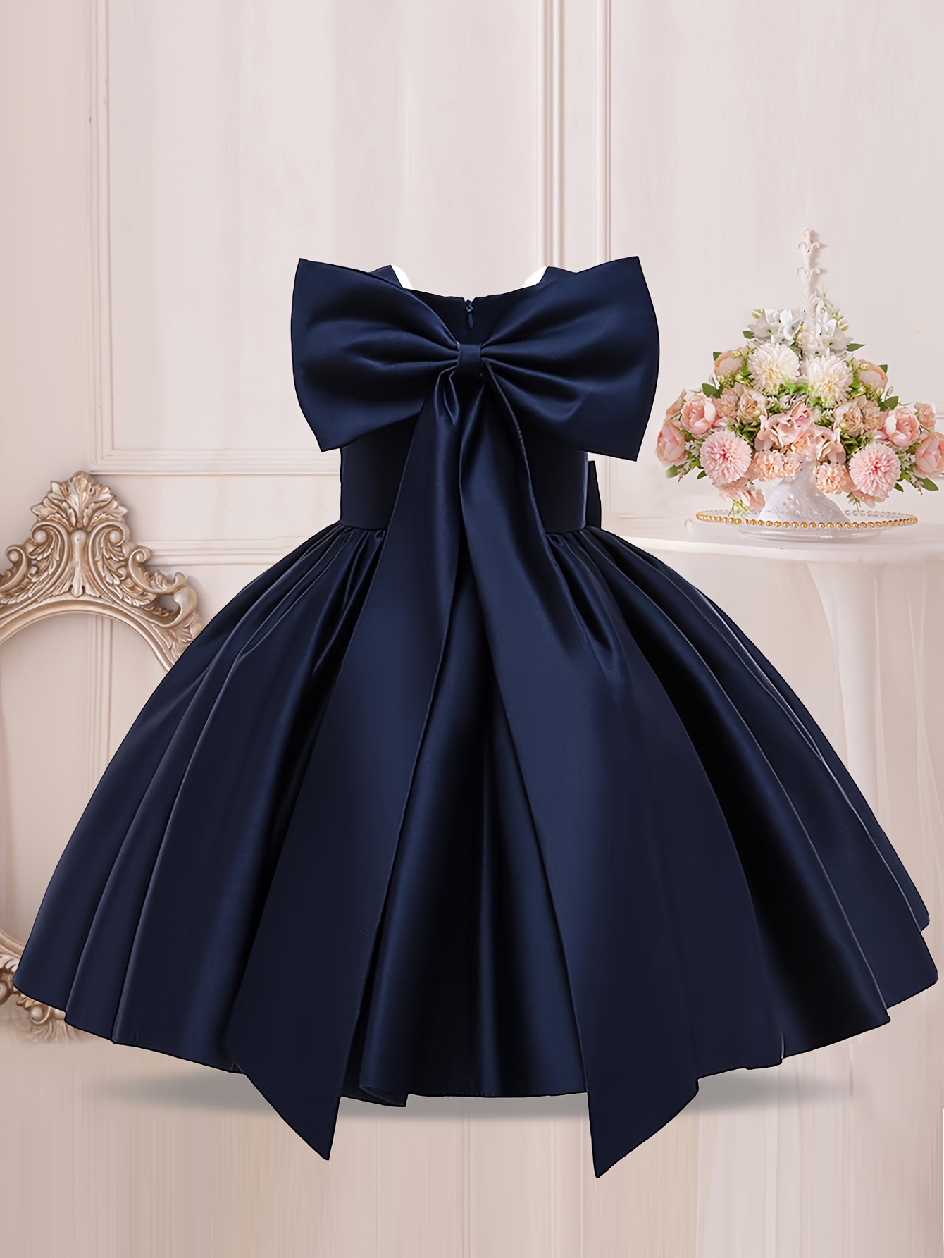 Girls' Dress with Large Bow Princess Gown, Little Girls' Birthday Banquet  Piano * Performance Outfit