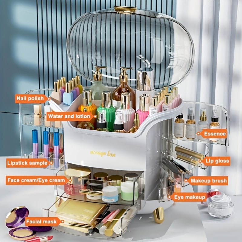 versatile cosmetic organizer with drawers durable plastic storage box for makeup skincare and stationery multi compartment holder for brushes lipsticks and beauty products portable desktop organizer with polished   Product details 6