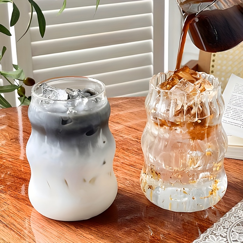1pc fashion wave glass coffee mug vintage transparent 500ml - Temu