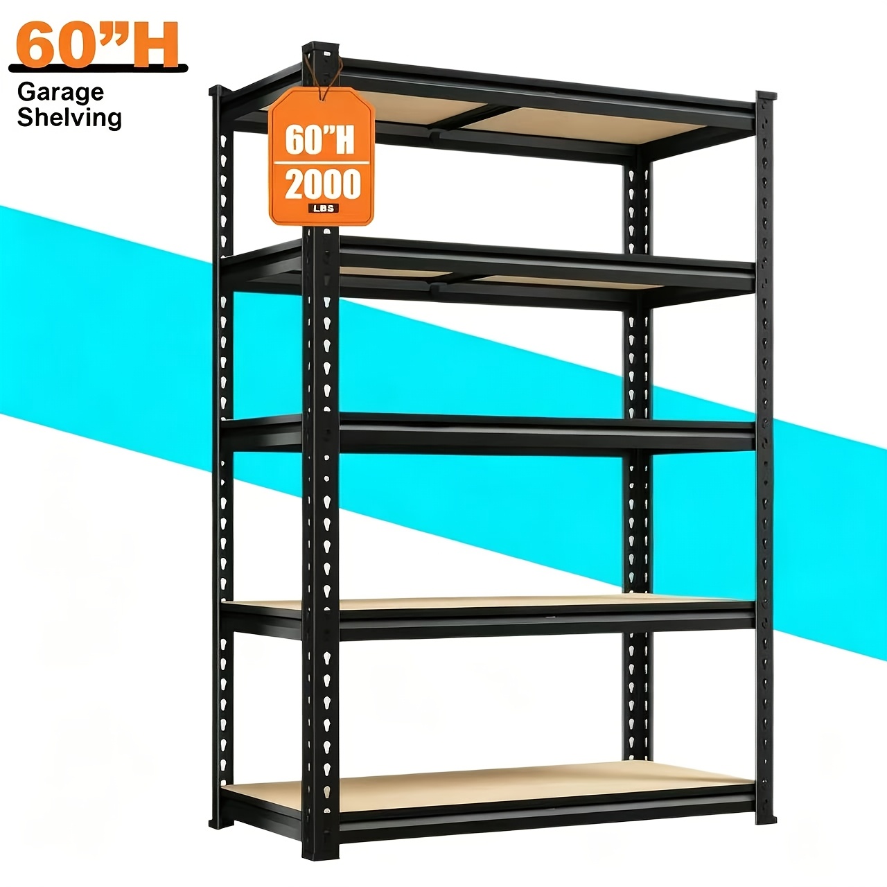 TEMU [heavy Duty Shelving] Heavy Duty 5 Tier 2000lbs Metal Shelving Units | 72"h/60"h Garage Shelving Storage Shelves, Adjustable Metal Shelving Unit