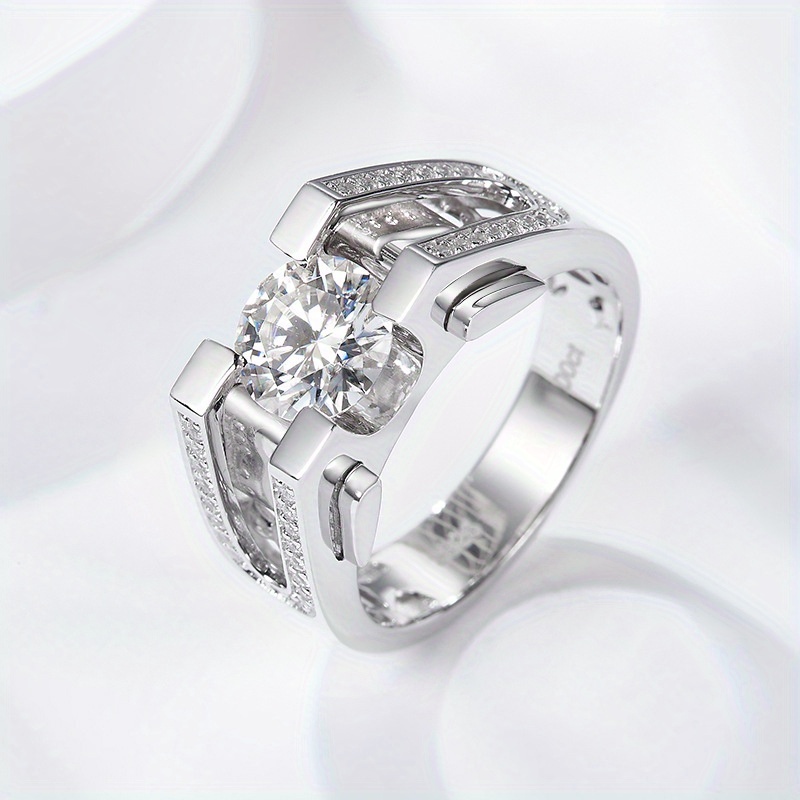 Men's 2 Carat Moissanite Wedding Ring in S925 Sterling Silver