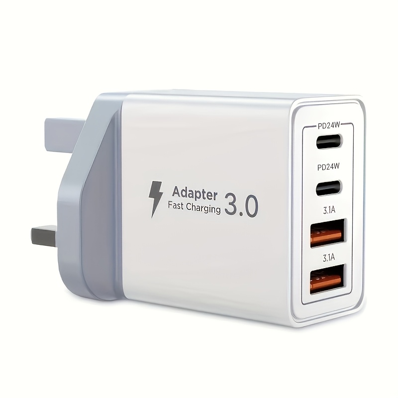 TEMU 4-port Qc+pd 3.0 , 48w Usb C Charger Adapter, For Iphone 17 16 15 14 13 Pro 8 7 6, S21 S20 S10 S9, Etc. Smartphones, Home Appliances