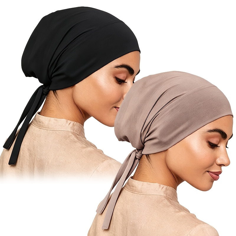 Image of 2pcs Set Super Fabric Streamer Base Cap Ethnic Style Headscarf Turban Hat