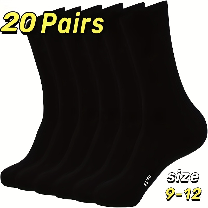 E-shop 20 Paar Business Casual Socken für Herren, klassische lockere Passform, atmungsaktive und bequeme Anzugssocken, Größen 43-46, US-Größe 9-11,