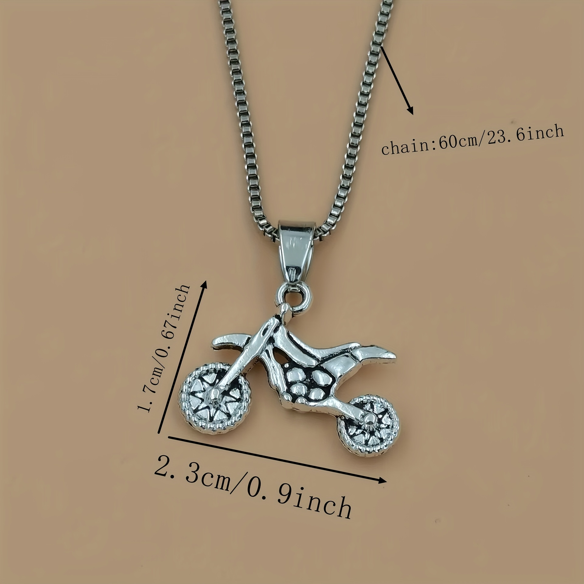 TEMU 1pc Fashion Alloy Motorcycle Pendant Necklace Men And Women Riding Additions A-281