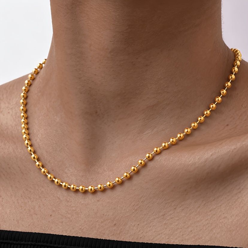 5pc Women's 18K Gold Plated Round Chain Necklace Set