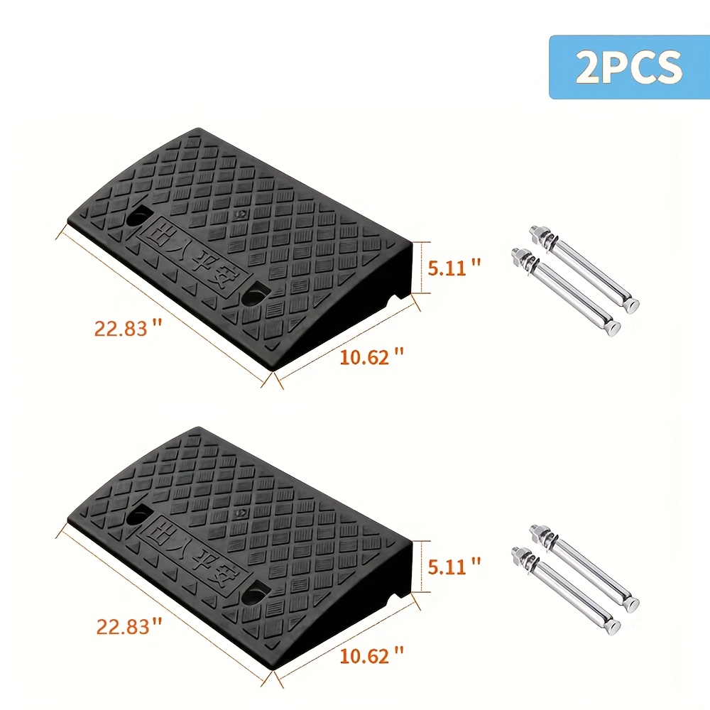 TEMU 2pcs Heavy-duty Portable Plastic Threshold Ramps With Non-slip & Threshold - Lightweight Suitable For , Cars,, Motorcycles,, Pets - Ramp For