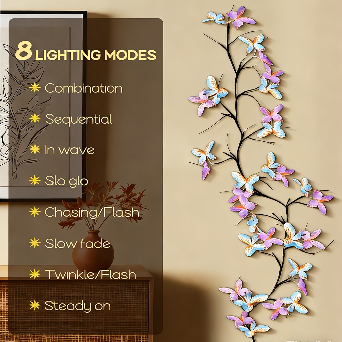 Butterfly Branch Light, USB Control Indoor Outdoor String Light