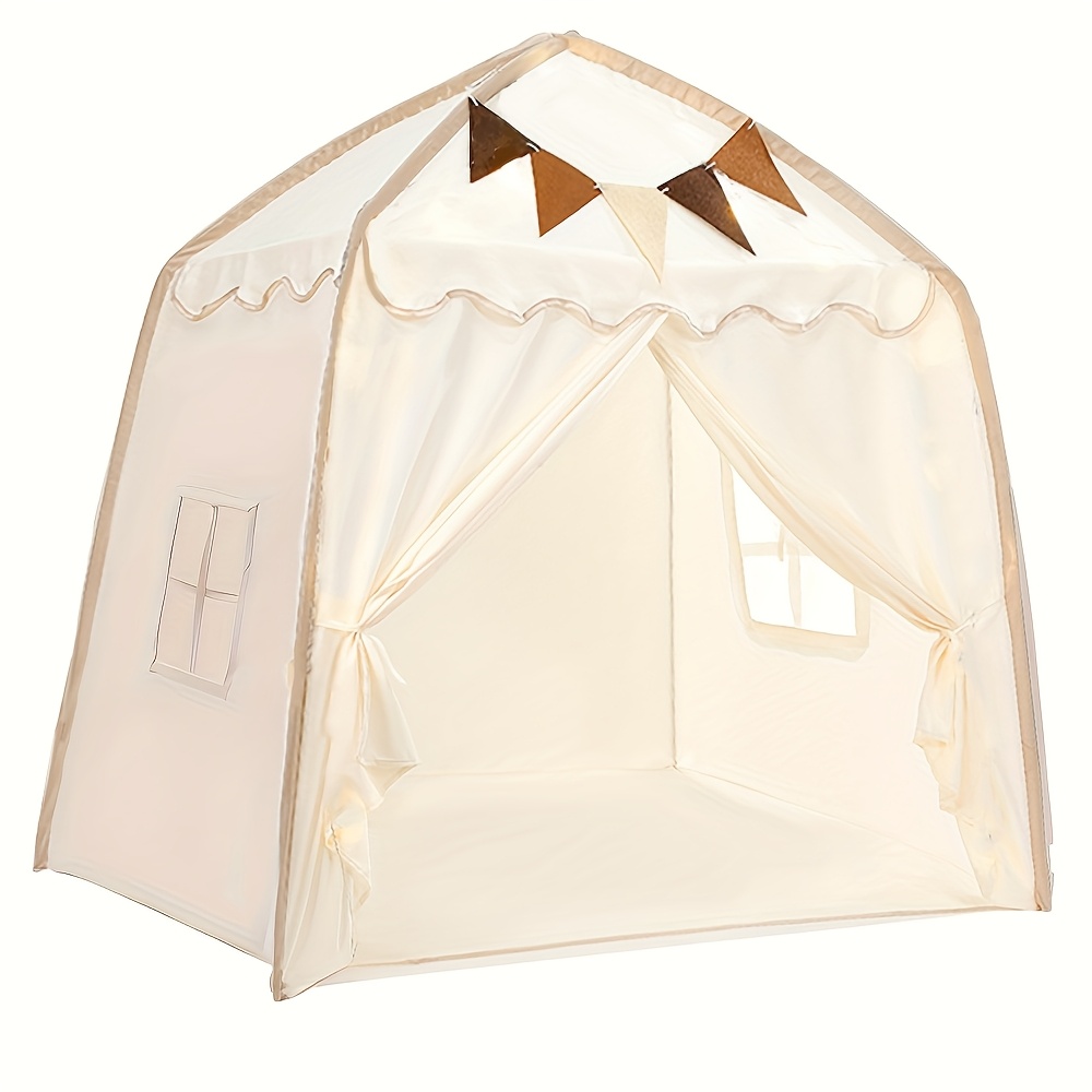 TEMU Toddler Tent Crawl For Toddlers, Indoor Bed Tent For Toddler, Toys For 3, 4, 5, 6-year-old Girls, Neutral Room Furniture(with Flag & Star Lights)