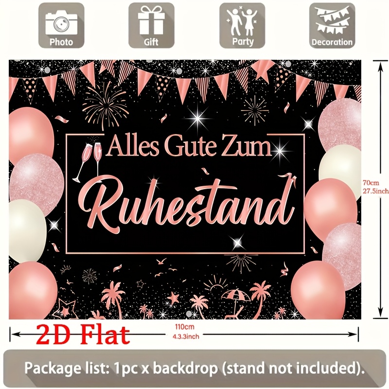 E-shop [Party Banner] . "Happy Retirement" Banner Roségoldene Abschiedsparty Dekoration Ruhestandsparty Dekoration Hintergrund Frauen Ruhestandsparty