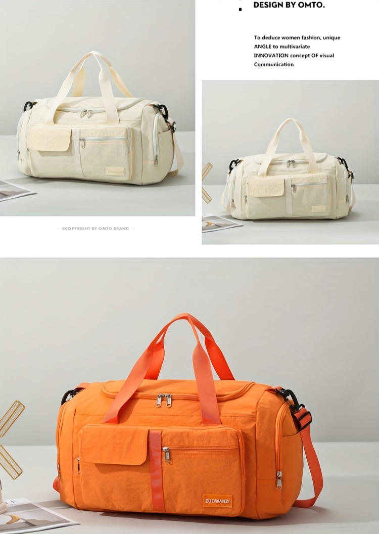 Bolsa de viaje de tres en uno 2025, Bolsa de equipaje, Separación seca y húmeda multifuncional de gran capacidad para viajes cortos, Bolsa de yoga, Puede ser atada a la maleta, Almacenamiento plegable, Compartimiento independiente para zapatos, Mochila transversal