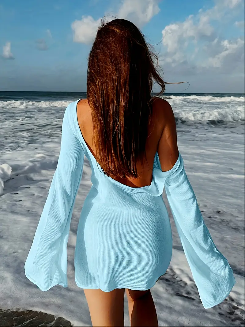 womens light blue shoulder beach dress high stretch round - Temu Mauritius womens light blue shoulder beach dress high stretch round - Temu Mauritius