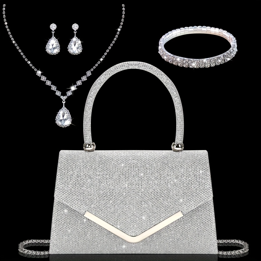 Image of A Stylish And Sparkling Evening Bag For Women, A For Party And Ball Events, An Elegant Wedding Handbag Suitable For Brides And Ladies, Perfect For Banquets, Balls, Parties, And Weddings