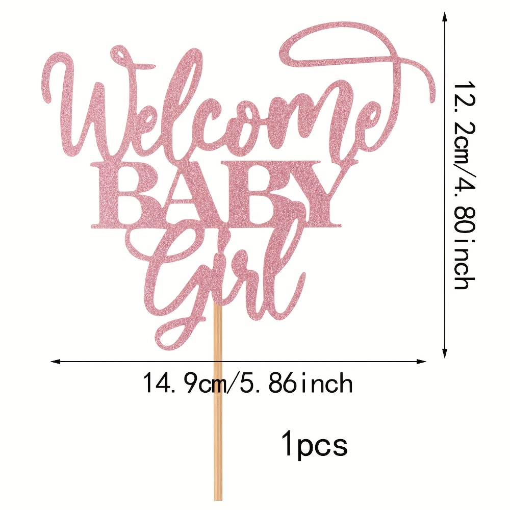 1pc Welcome Baby Girl Cake Decoration For Gender Reveal And Birthday Celebration (pink) For Newborns