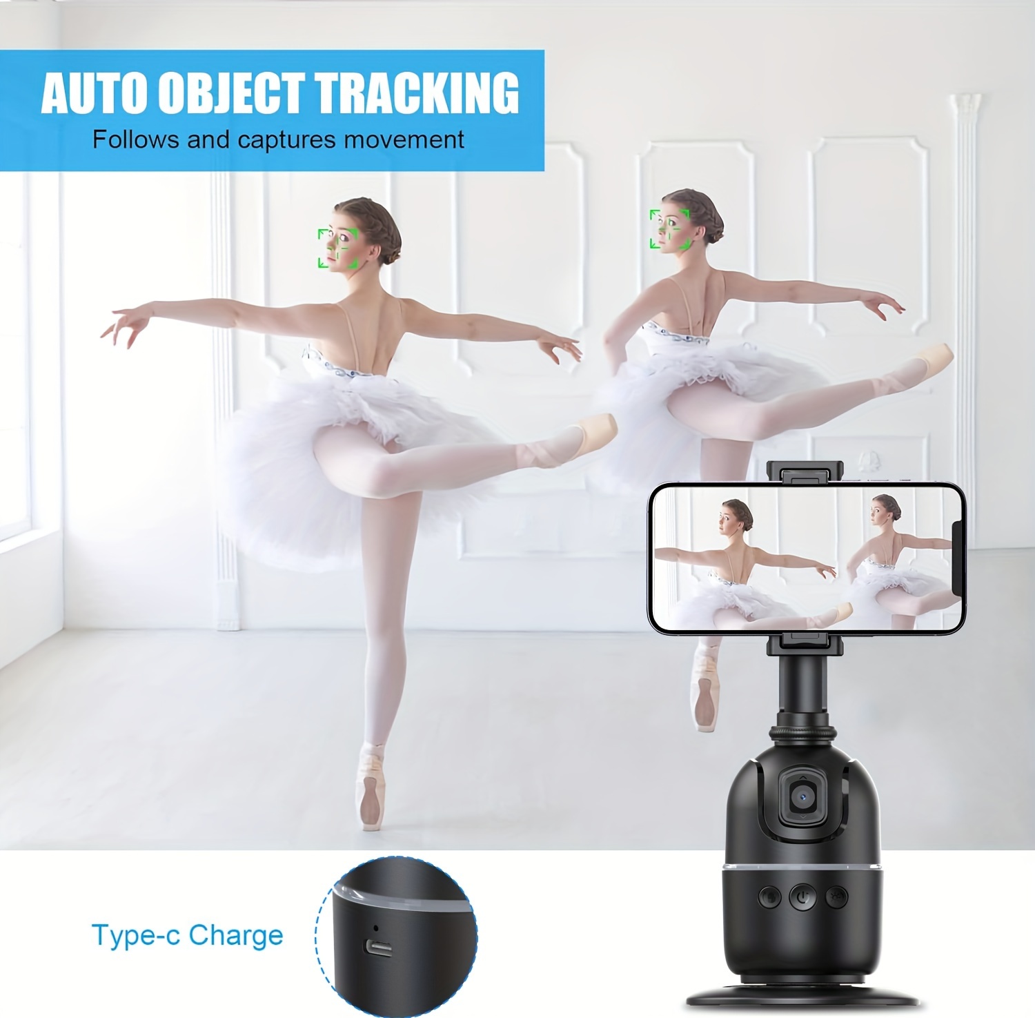 Free Hand Gimbal Connect Phone Tripods Automatic Face Body - Temu