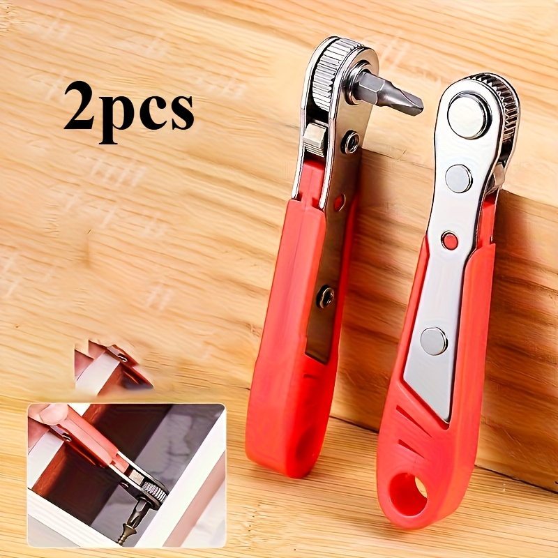 TEMU 2pcs Mini Ratchet Precision Screwdriver Set, One-handed Grip Of Mini Ratchet Wrench, Magnetic Offset Screwdriver Repair Tool, Magnetic Clamp For