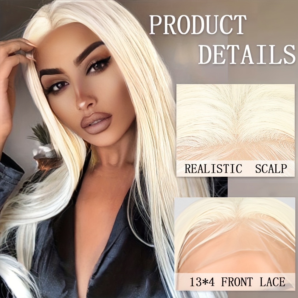 Platinum Blonde Lace Front Wigs Synthetic Pre Plucked 13x4 Temu