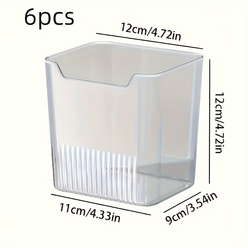 TEMU 6-pack Transparent Plastic Refrigerator Organizer Bins, Bpa-free, For Vegetables, Fruits, Snacks - -saving Kitchen , Battery-free