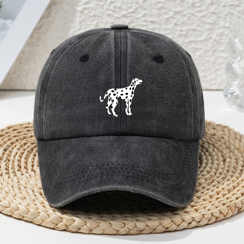TEMU Men's & Women's Vintage Dalmatian Dog Print Baseball - Adjustable Snapback, Lightweight Soft Top, Distressed Washed Look, Unisex Casual Outdoor