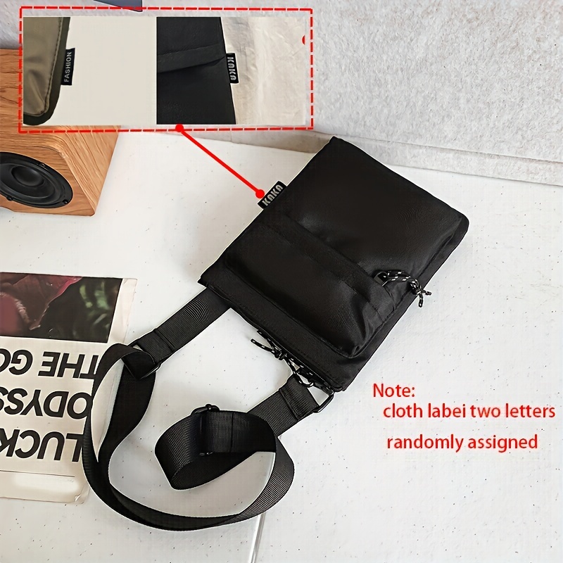 TEMU Korean Style Casual Nylon Sling Bag - Unisex Crossbody Shoulder Pouch For And Travel With Adjustable Strap, Hand Washable - Fashionable And Phone Bag